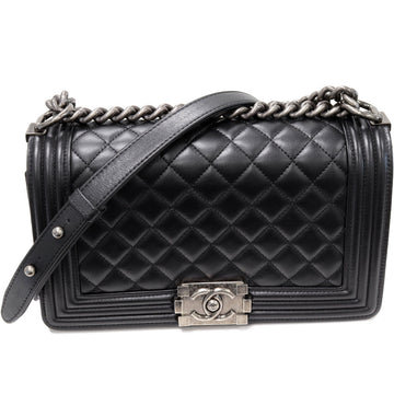 Top Quality Chanel Boy Chain Shoulder Bag Lambskin Black A67086