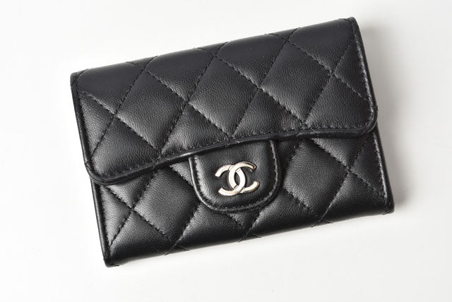 Top Quality Chanel Lambskin Coin/Card Case Black/Bordeaux