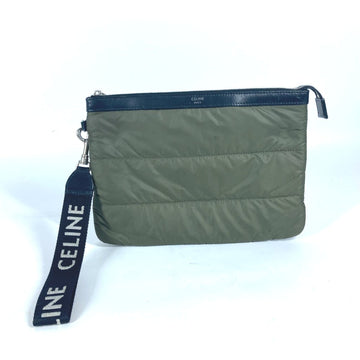 CELINE Clutch bag Leather / nylon khaki By color logo Women New 1:1