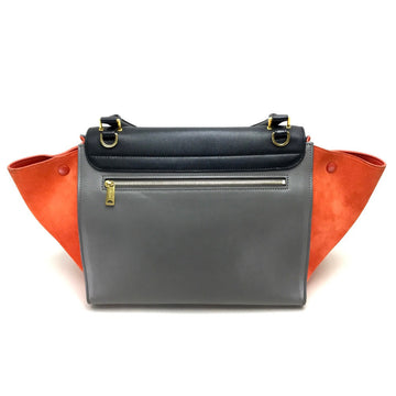 CELINE Shoulder Bag Suede leather Gray x black x orange 2WAY handbag Women New 1:1