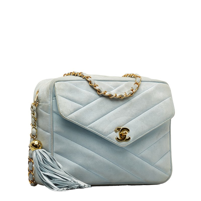New 1:1 Rep Top Quality Chanel Bias Stick Coco Ball Chain Shoulder Bag Blue G Suede  CHANEL