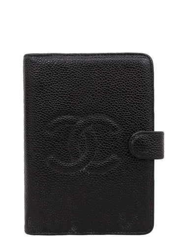 Top Quality Chanel Around 2001 Made Caviar Skin Cc Mark Stitch Agenda Black