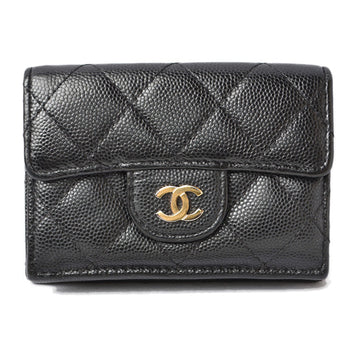 Top Quality Chanel Caviar Skin Compact Wallet A84401 Black