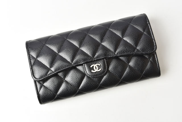 Top Quality Chanel Caviar Skin Long Wallet Timeless Classic Matelasse AP0241