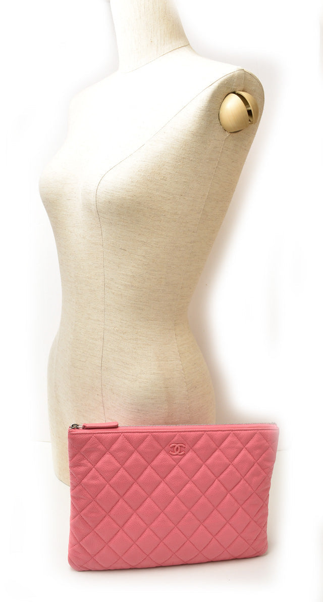 Top Quality Chanel Caviar Skin Clutch Bag/Flat Pouch Rose Pink