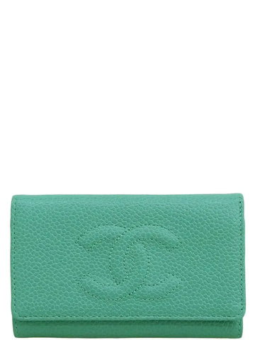 Top Quality Chanel Around 1998 Made Caviar Skin Cc Mark Stitch Key Case Mint Green