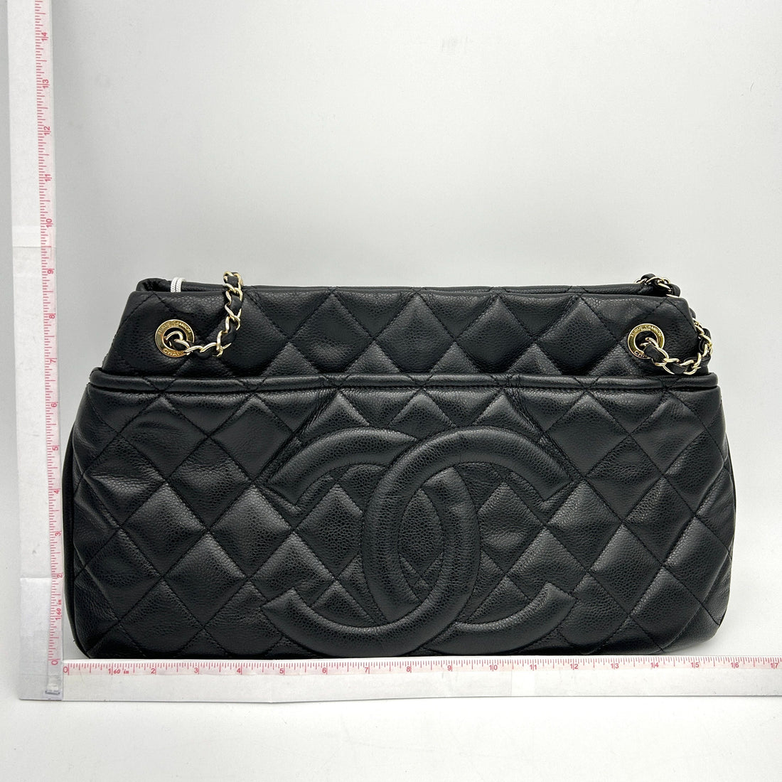 Top Quality Chanel Timeless CC Soft Quilted Caviar Leather Shopping Tote Bag Black LA26722