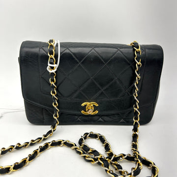 Top Quality Chanel Diana Flap Chain Shoulder Bag Black Quilted Lambskin Purse LA26418