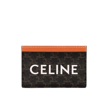 CELINE CARD HOLDER IN TRIOMPHE CANVAS WITH CELINE PRINT TAN 10CM 10B702CLY 04LU