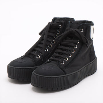 New 1:1 Rep Top Quality Chanel Coco Leather X Fabric High-Cut Sneaker 35  Black G38091