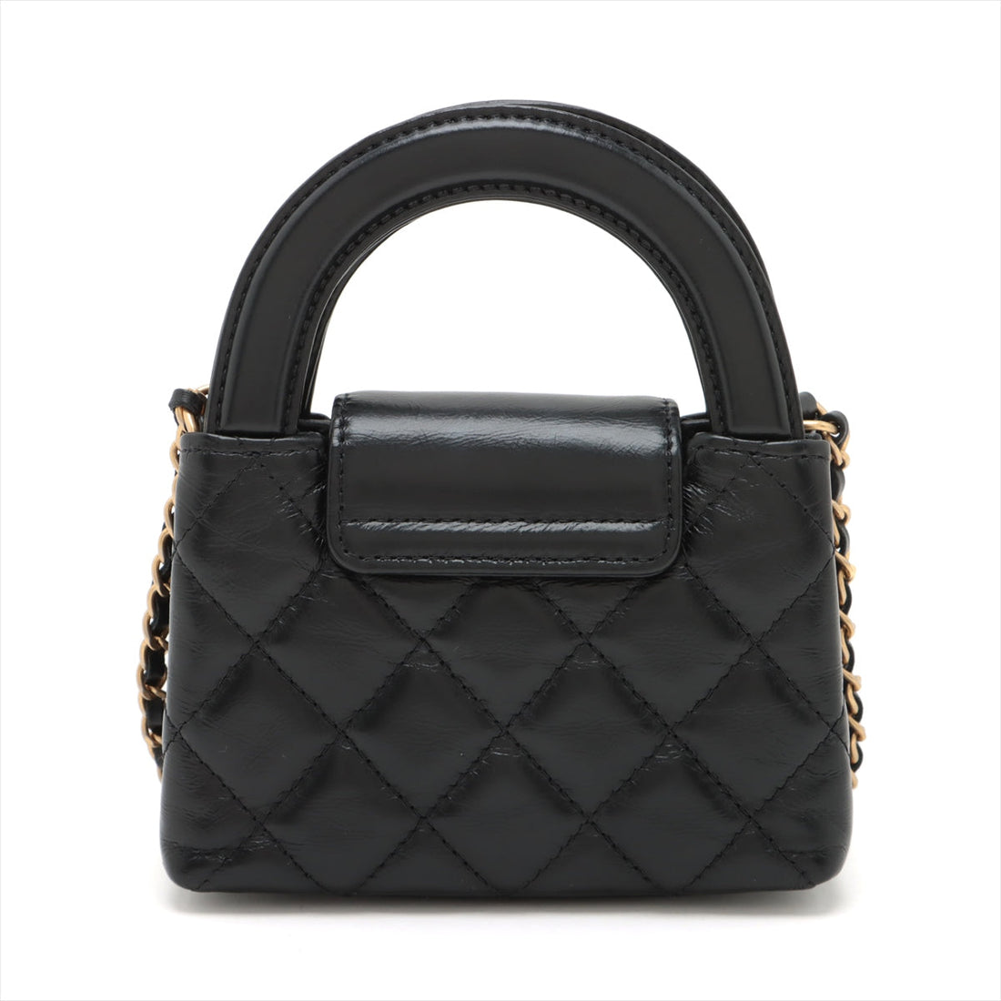 Top Quality Chanel Mattress Leather 2WAY Shoulder Bag Black Gold  AP3435