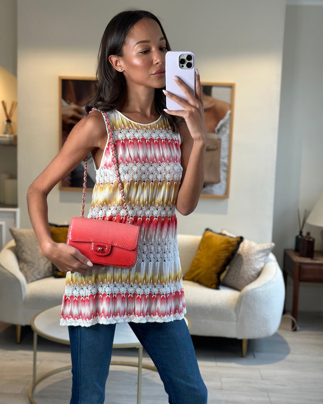 Top Quality Chanel Pink Ombre Mini Rectangular Bag in Python with Silver Pink Hardware