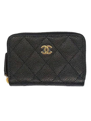 Classic Zipped Coin Purse Grained Calfskin & Gold Black Chanel