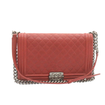 Top Quality Chanel Boy  Matelasse Chain New Shoulder Bag Leather Red CC Auth 28281A