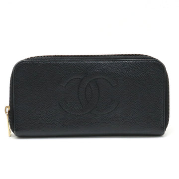 Top Quality Chanel Long Zip Wallet in Black Caviar Leather A13228