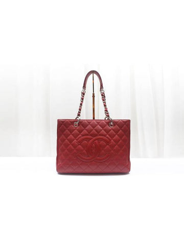 Grand Shopping Red Caviar Silver Shoulder Bag 13th A50995 Chanel