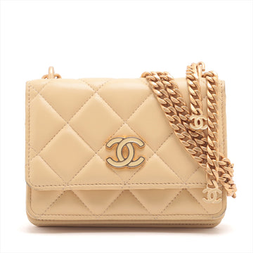 New 1:1 Rep Top Quality Chanel Matrasse  Chain Wallet Beige Gold  32rd