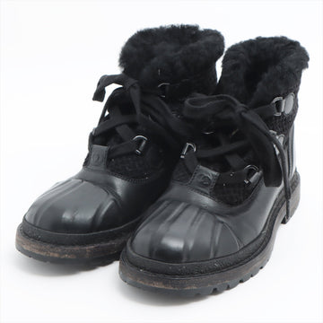 New 1:1 Rep Top Quality Chanel Coco Wool x Leather Boots 36  Black G32179 Boar