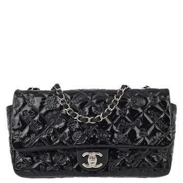New 1:1 Rep Top Quality Chanel * Black Patent Leather Icon Single Flap Shoulder Bag