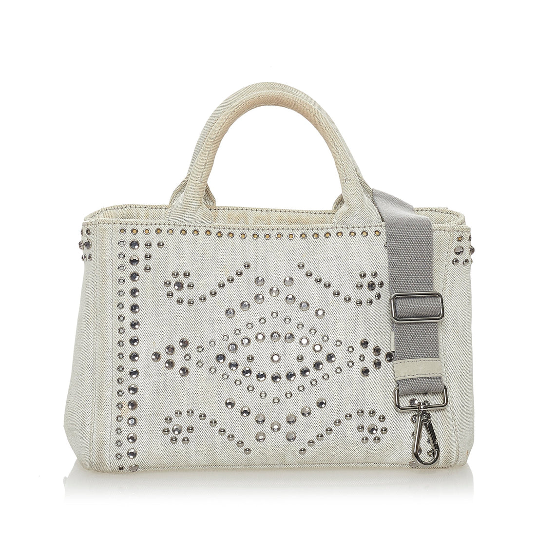 Prada Canapa Studded Canvas Satchel