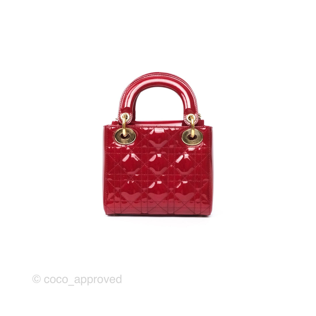 Christian Dior Mini Lady Dior Red Patent Cannage Gold Hardware