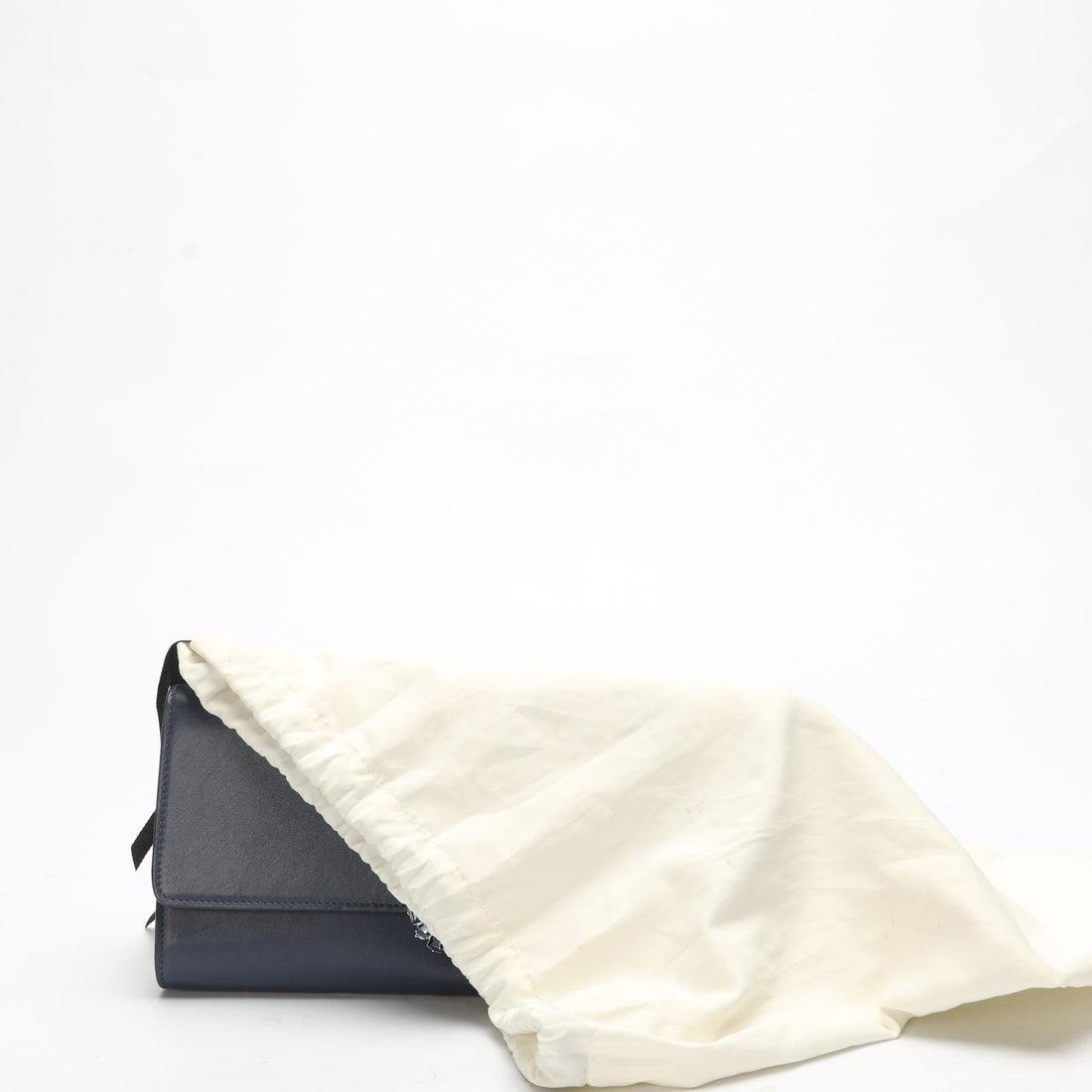 Gucci Navy Satin GG Broadway Crystals Clutch