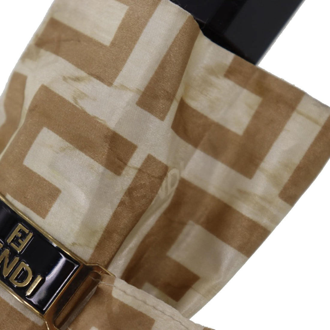 FENDI Zucca  Folding Umbrella Gold Nylon Vintage #DA834