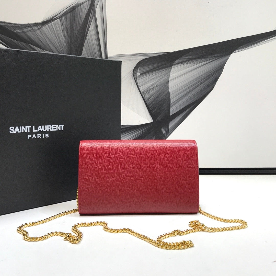 Yves Saint Laurent Uptown Chain Wallet Red