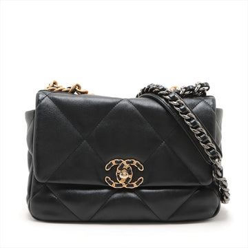 New 1:1 Rep Top Quality Chanel 19  Chain Shoulder Bag Black Gold  AS1160