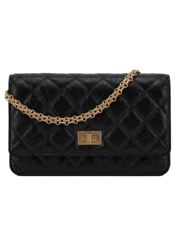 WOC Gold Hardware  Calfskin Chain Cross Bag Black Chanel