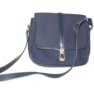Gucci  Pursesdesigner Purses Blue Leather And Gg Leather Shoulder Bag