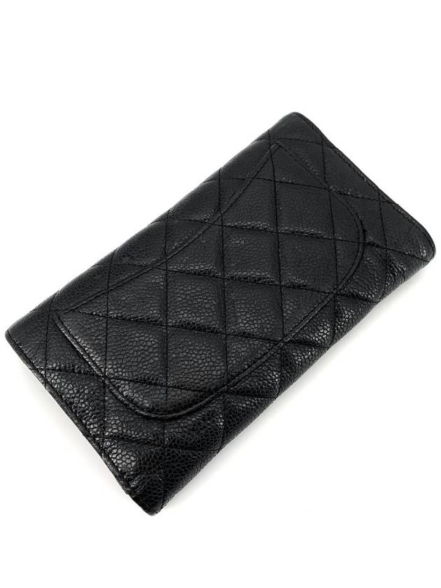 Classic Caviar Silver Logo Flap Long Wallet Chanel