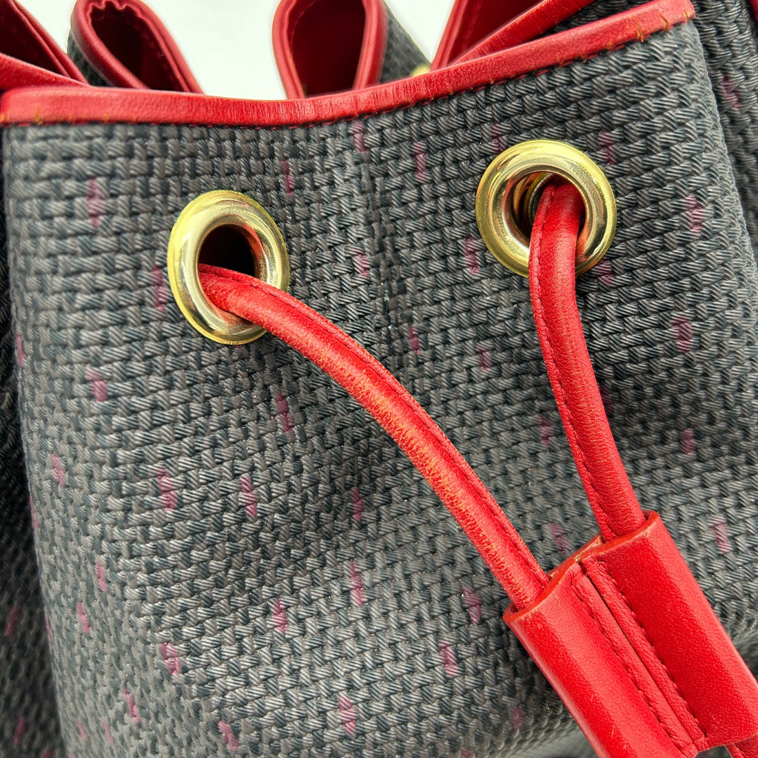Yves Saint Laurent Red Canvas Leather Large Shoulder Bag