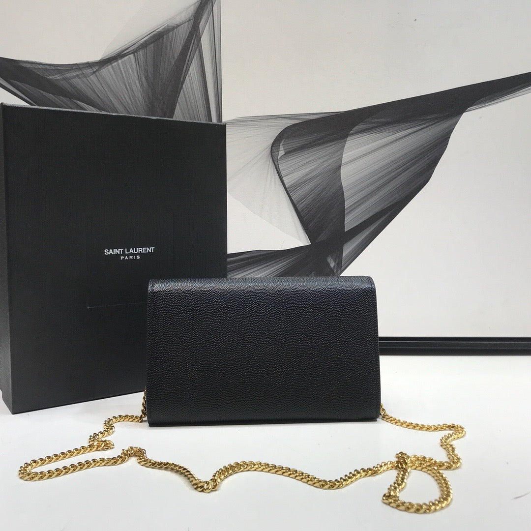 Yves Saint Laurent Uptown Chain Wallet Black