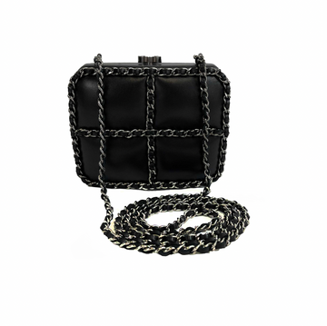 Top Quality Chanel - Chain Around Mini Crossbody / Clutch - Black / Silver Leather Bag