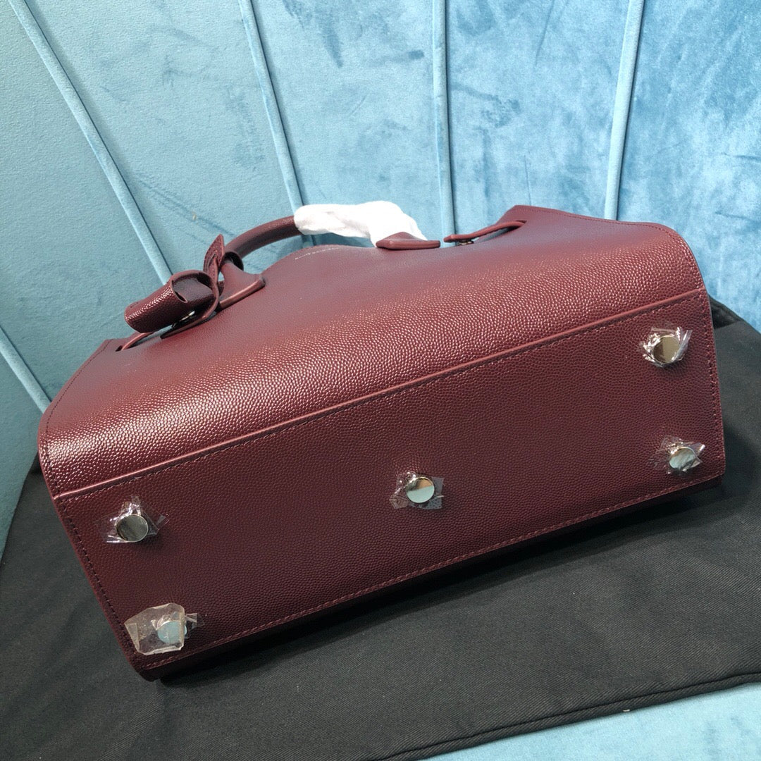 Yves Saint Laurent Sac De Jour Baby In Shiny Burgundy