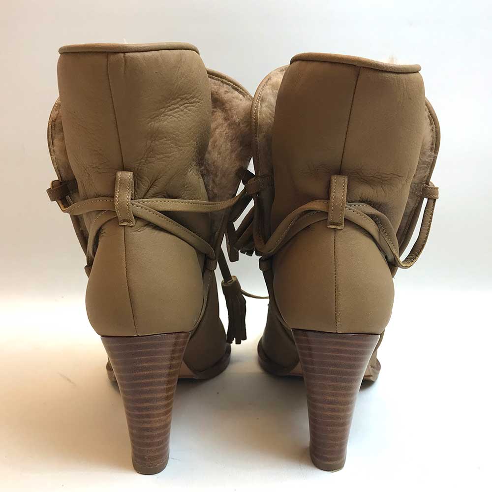 Top Quality Chanel Leather Shearling Boots Brown