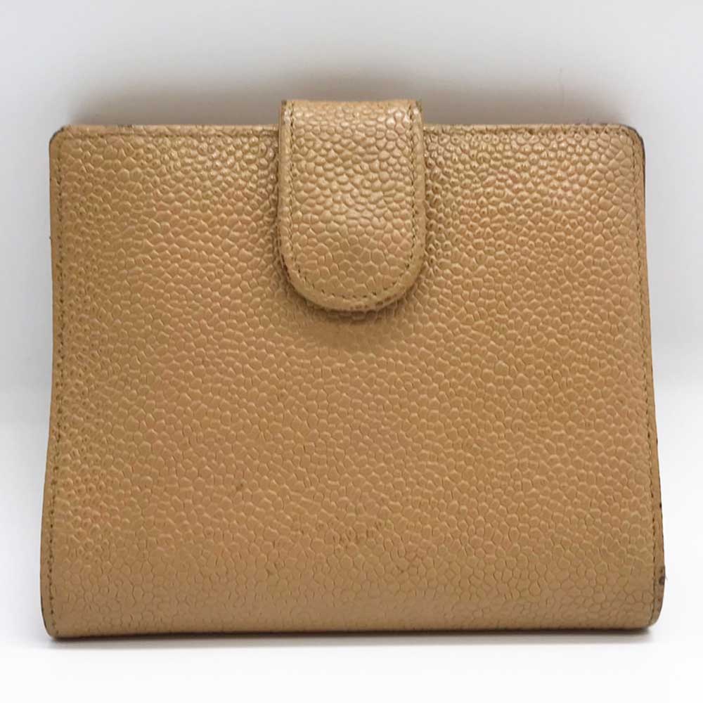 Top Quality Chanel Caviar Skin Bifold Wallet Beige