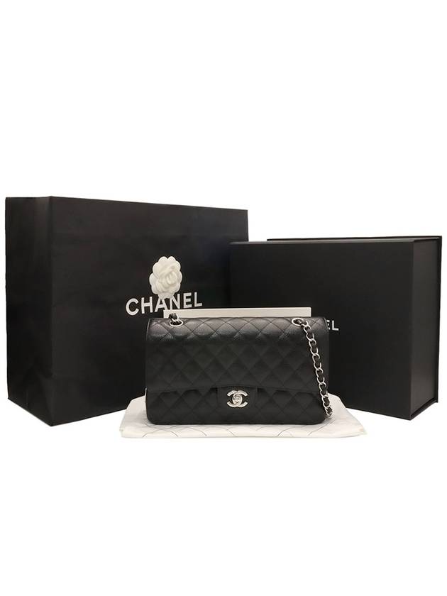 Black Caviar Silver Chain Classic Medium Flap Shoulder Bag A01112 Chanel
