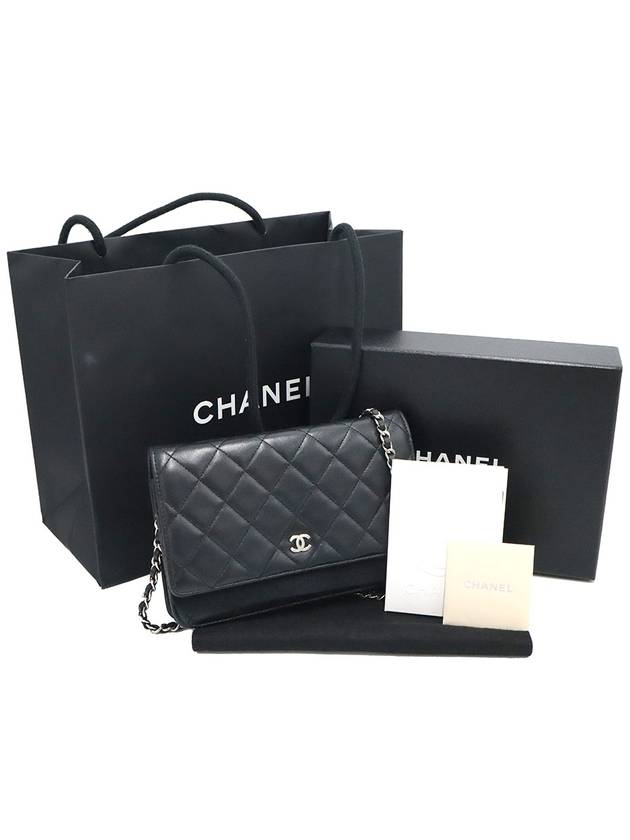 Top Quality Chanel A33814 Black Lambskin Classic Silver Chain WOC Cross Bag 17th Chanel
