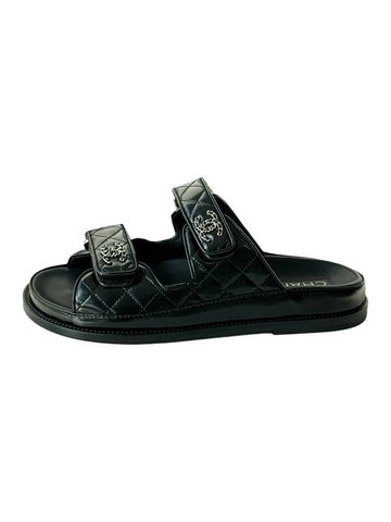 CC Logo Velcro Sandals Black Chanel