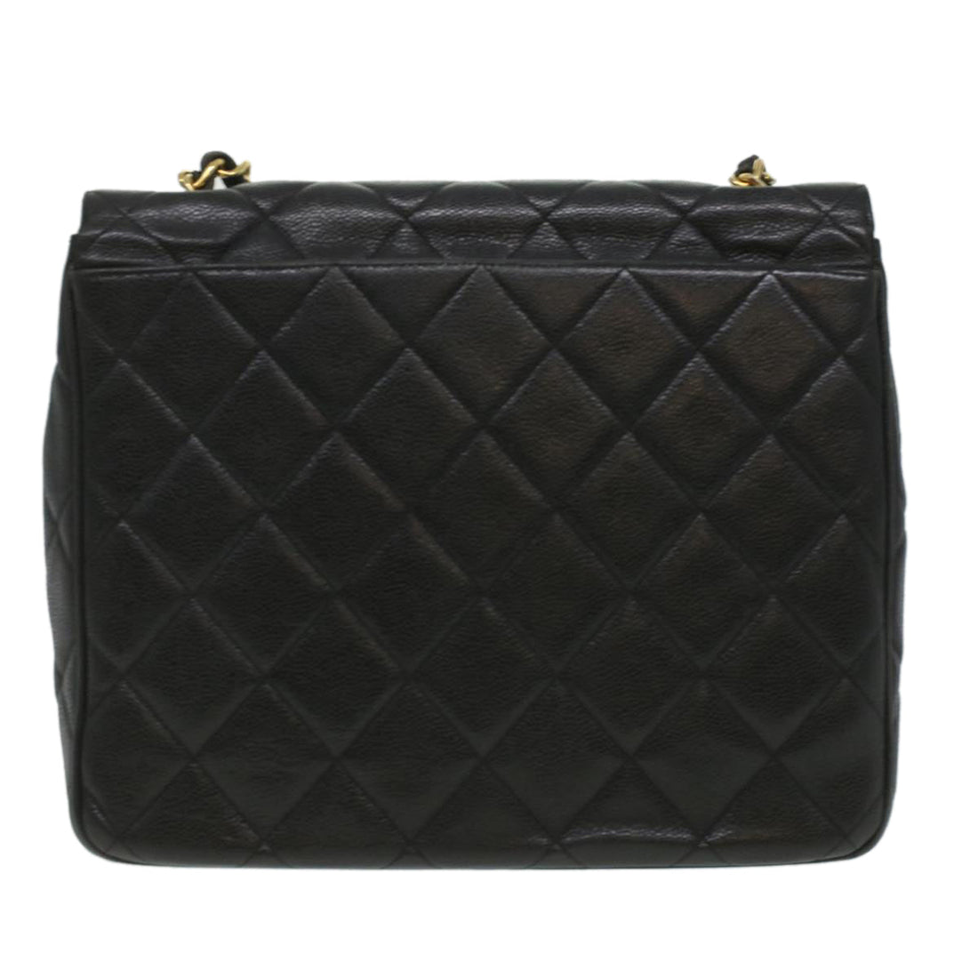 Top Quality Chanel Big Matelasse Turn Lock Shoulder Bag Caviar Skin Black CC Auth 32155A