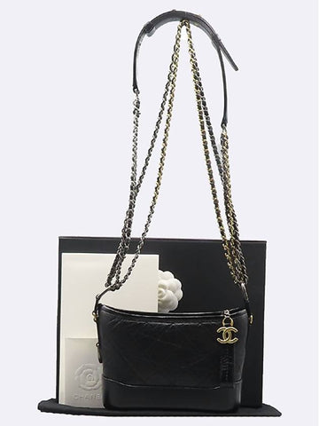 Top Quality Chanel A91810 Black Color COCO Gold Plated  Calfskin Gabrielle Hobo Small Chain Shoulder and Crossbody Bag Chanel