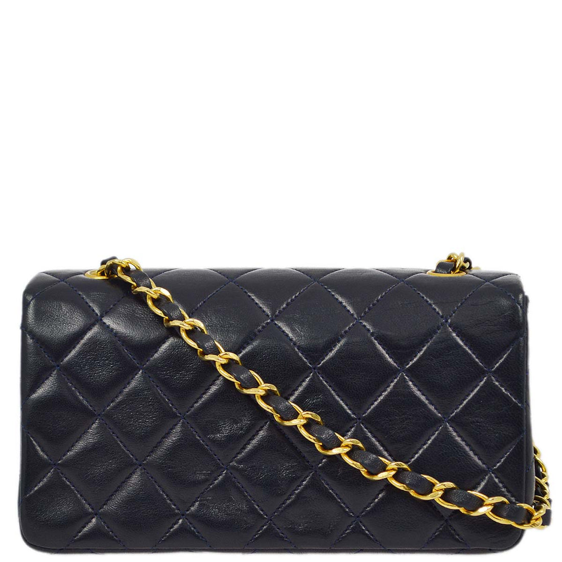 New 1:1 Rep Top Quality Chanel Navy Lambskin Turnlock Mini Full Flap Shoulder Bag