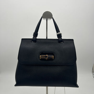 Bamboo daily top handle leather handbag Gucci Black in Leather LA12350