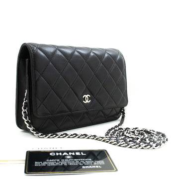 Top Quality Chanel Black Classic Wallet On Chain WOC Shoulder Bag Lambskin SV
