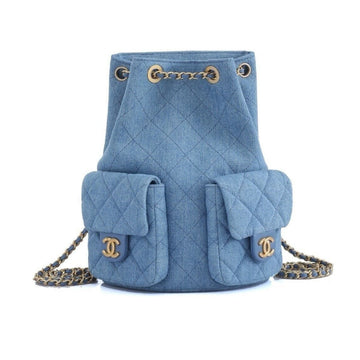 CC 25C GOLD TONE METAL DENIM BACKPACK BLUE 24CM