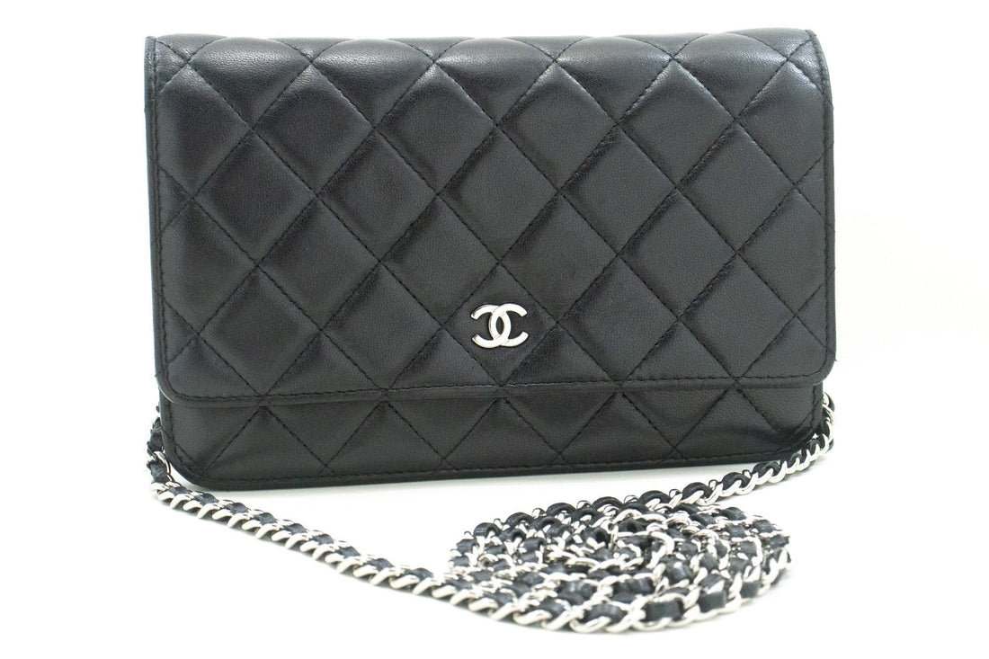 Top Quality Chanel Black Classic Wallet On Chain WOC Shoulder Bag Lambskin SV