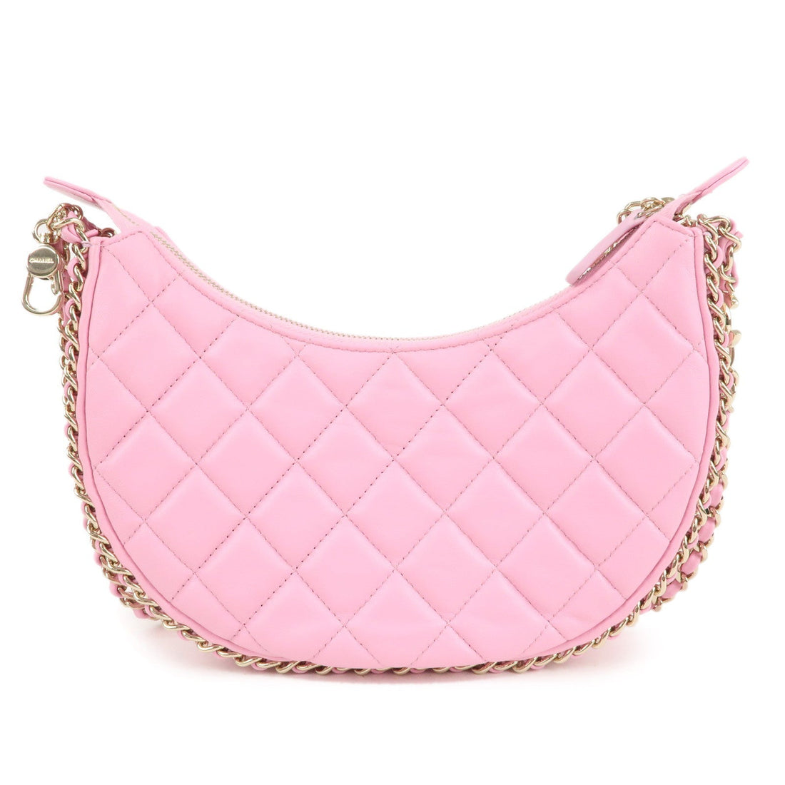 Auth Top Quality Chanel Matelasse Lamb Skin Small Hobo Shoulder Bag Pink AS3917 d F/S