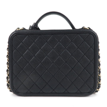 Top Quality Chanel CC Filigree Matelasse Caviar Skin Shoulder Bag Black A93344